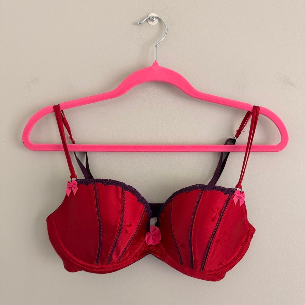 Y2K 2009 RED AND PURPLE VICTORIA'S SECRET SEXY LITTLE THINGS PUSH UP BRA